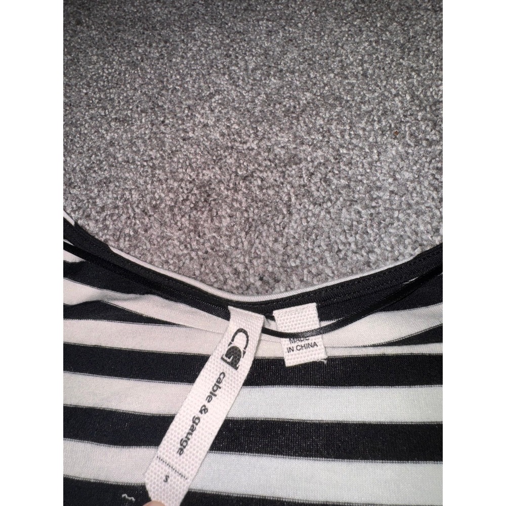 Cable & Gauge Black and White Striped Tank‎ Top - Picture 2 of 6